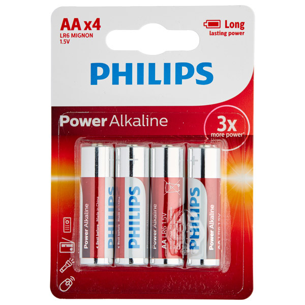 Philips LR06 AA Alkaline Batterier 4 st