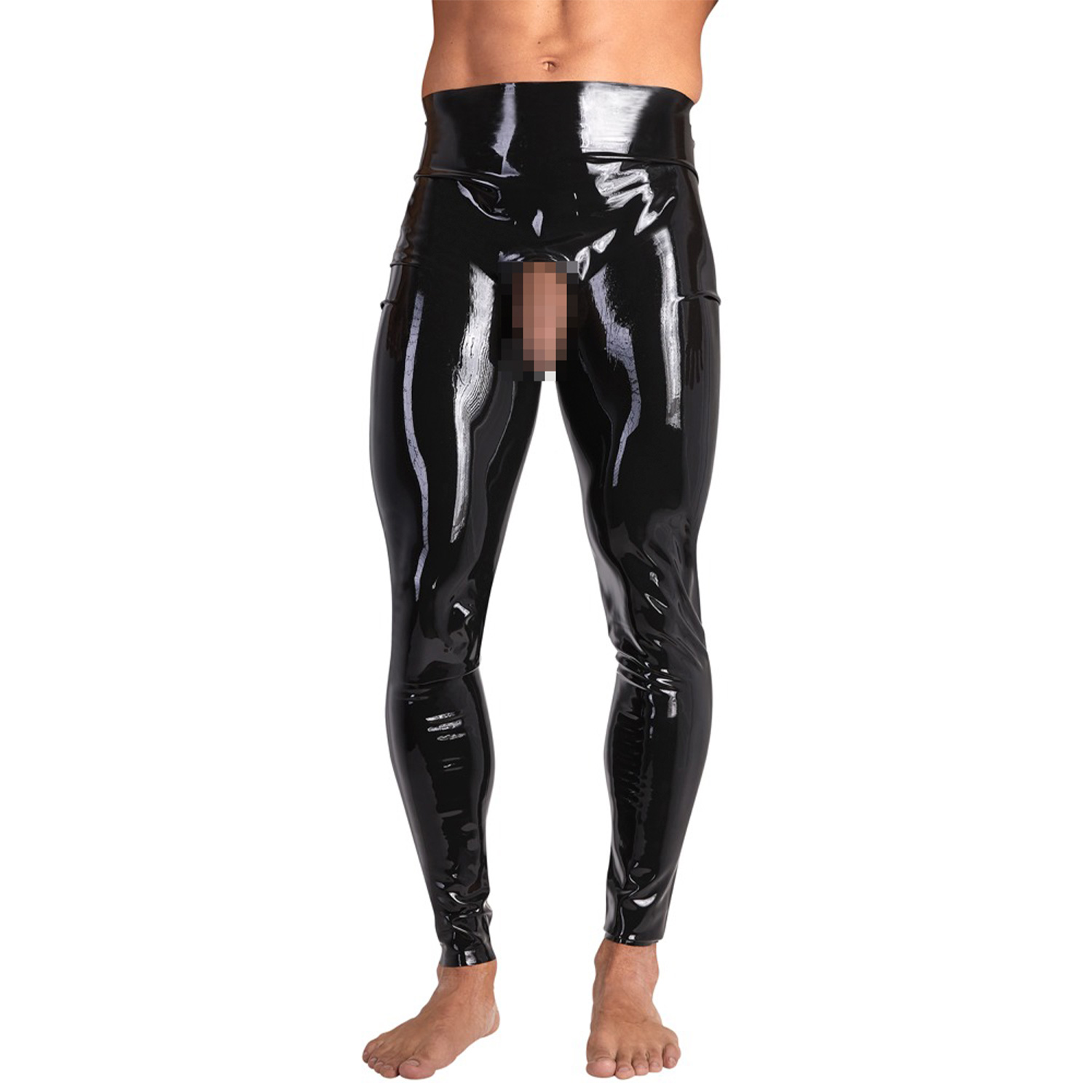 Late X Latex Leggins med Öppen Front